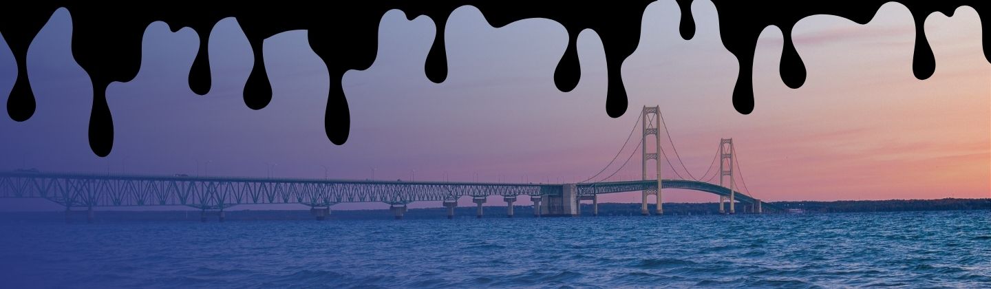 Straits of Mackinac draped in oil