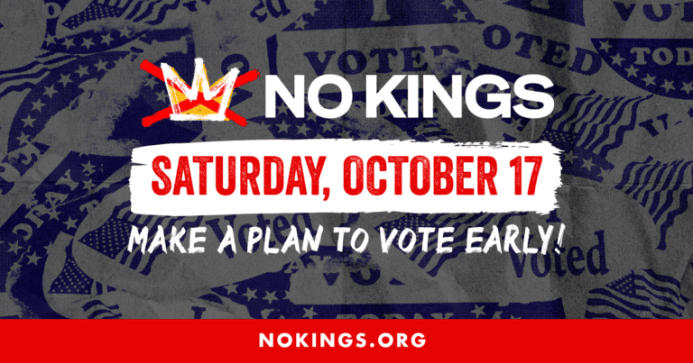 No Kings logo with event date October 17 for voting campaign.