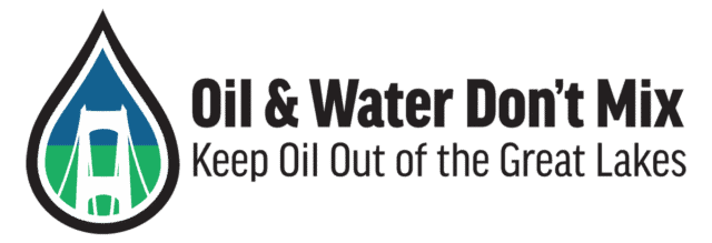 Oil & Water Don't Mix logo, environmental campaign for Great Lakes & climate protection.