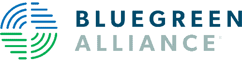 Bluegreen alliance logo with blue and green design elements and text.