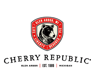 Glen Arbor Mi Bear Logo emphasizing Liberty, Beaches, and Pie in Michigan.