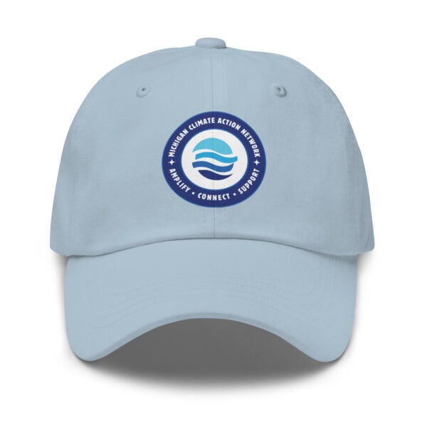 Climate Action Network logo on light blue cap.
