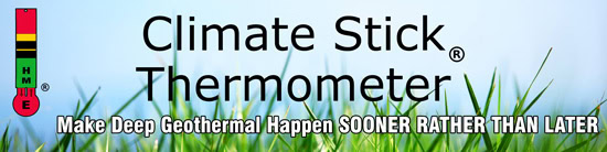 Climate Stick Thermometer with green grass background.