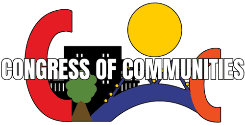 Alt text: Logo of the Congress of Communities featuring colorful abstract shapes.