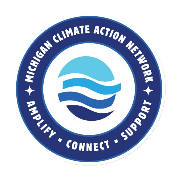 Michigan Climate Action Network logo with waves and text.
