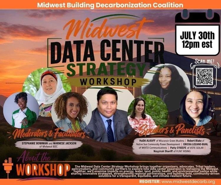 Michigan Climate Action Network logo with event details and QR code for registration.