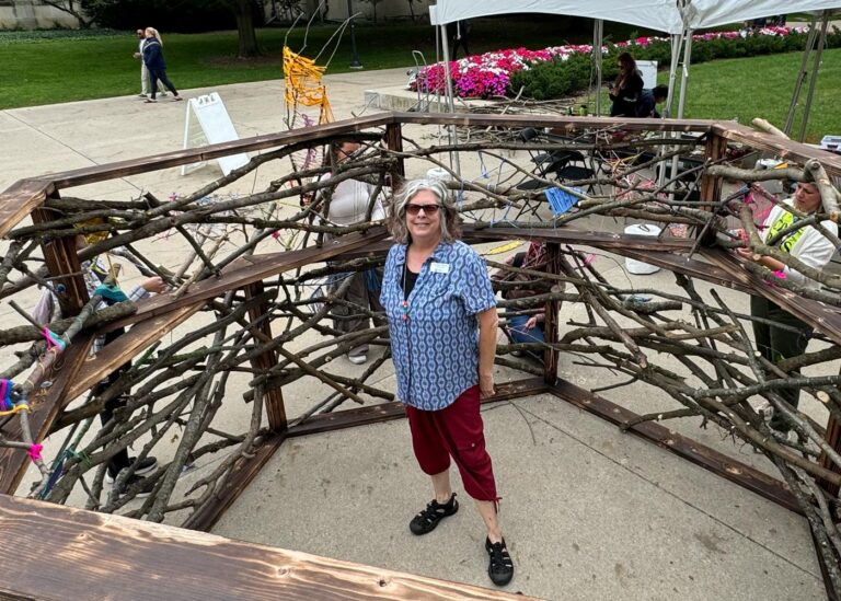 Branches art installation at Michigan Climate Action Network event, promoting climate awareness and community involvement.