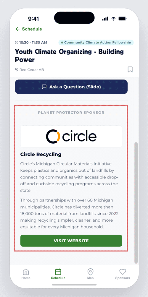 Circle Recycling logo for Planet Protector Sponsor.